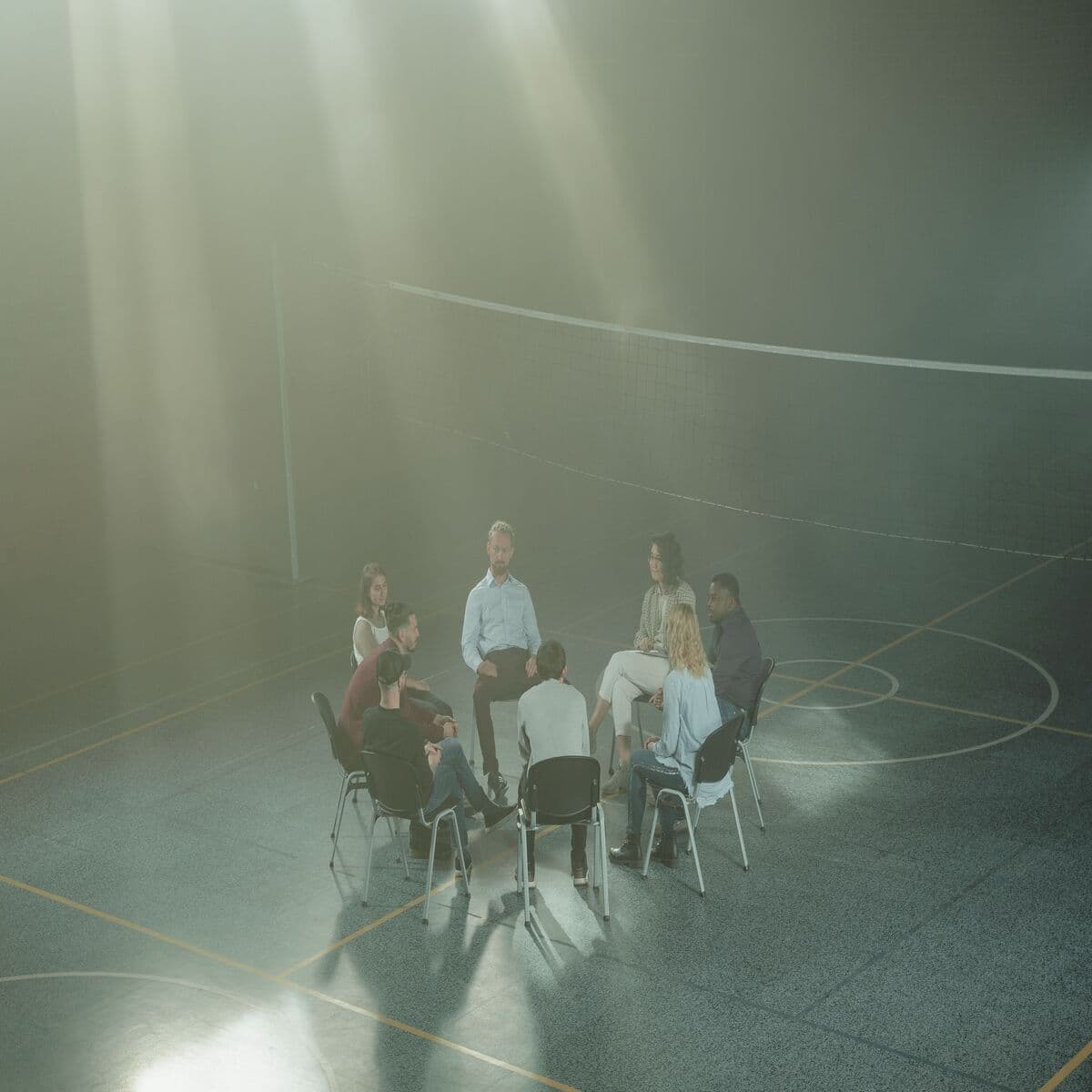 Small group support circle in session